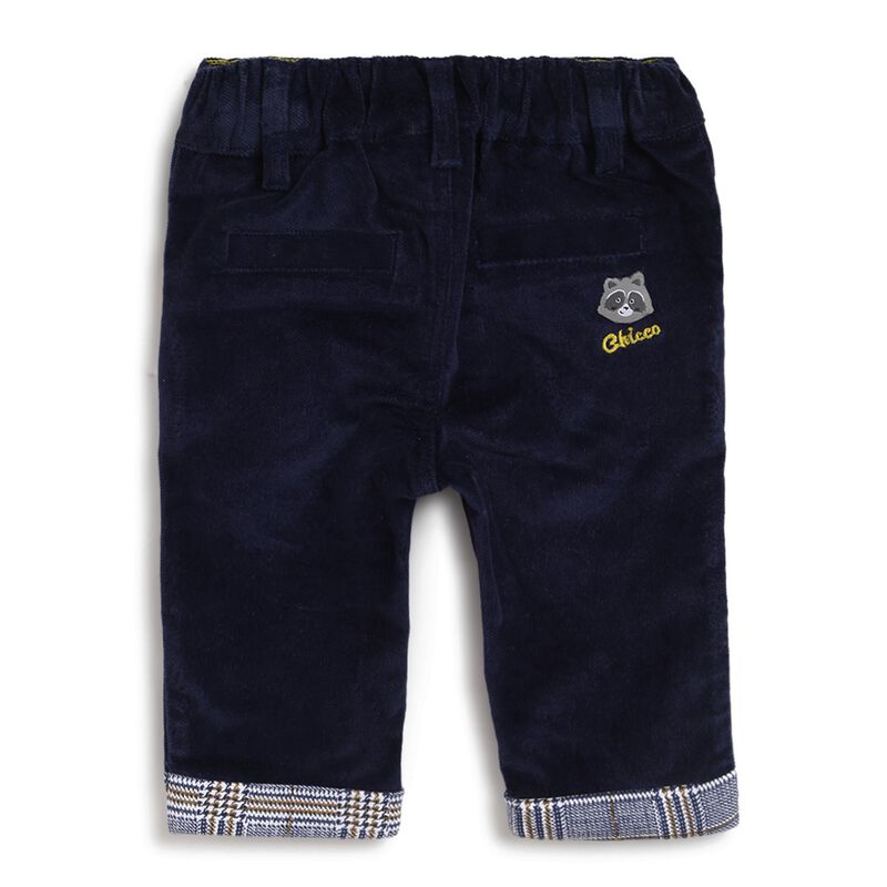 Boys Blue Velvet Solid Trouser image number 1